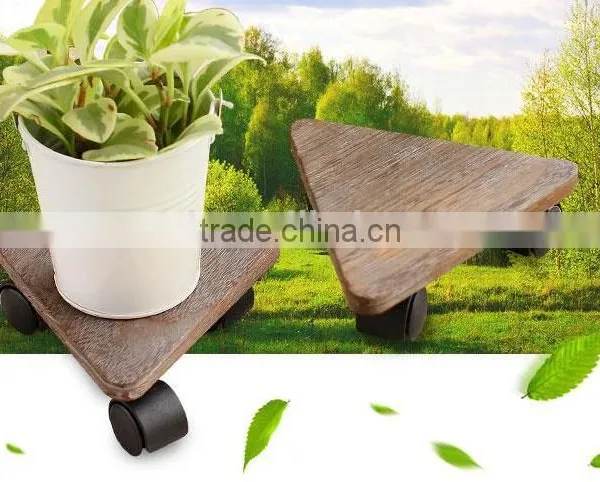 Modern Designwood Mat With Wheels for Your Flower Pot photo-3