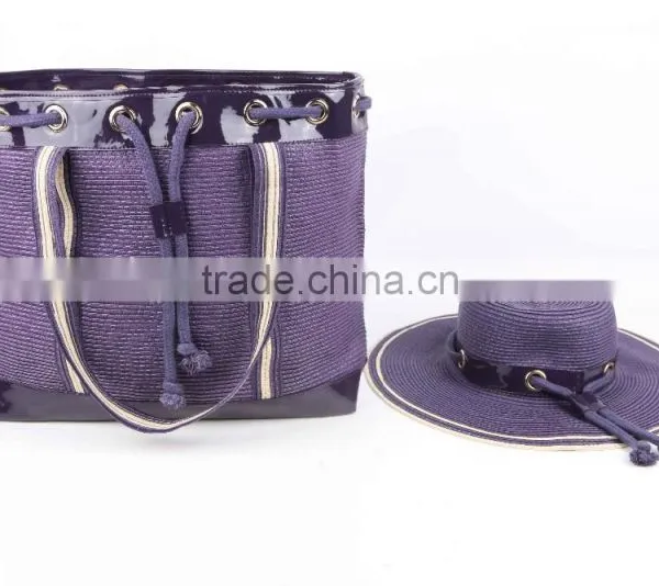 2015 New Style Summer Women Paper Straw Hat and Shoulder Bag Set photo-2