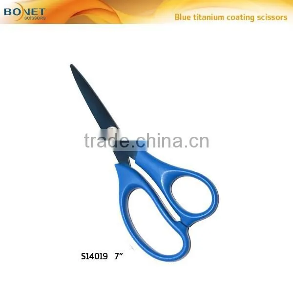 S14005/S14006/S14019 LFGB Certificated 7'' 8'' 9" Top Grade High Quality Blue Titanium Sharp Cut Cloth Tailor Scissors photo-4
