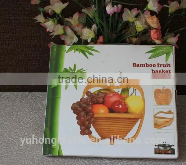 100% Bamboo Made Apple Shape Folding Fruit Basket photo-5