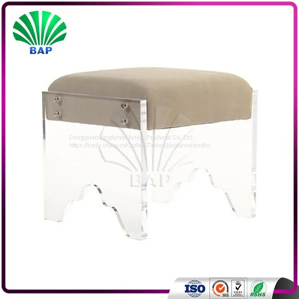 Modern Bar Stool Clear Lucite Counter Stool Acrylic Living Room Ottomans photo-2