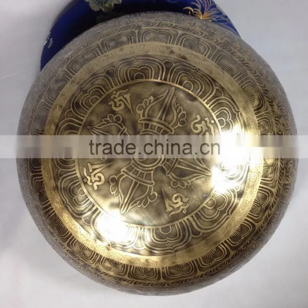 High Quality Green Tara and Buddhist Mantra Carving Energetic Healing Singing Bowl photo-4