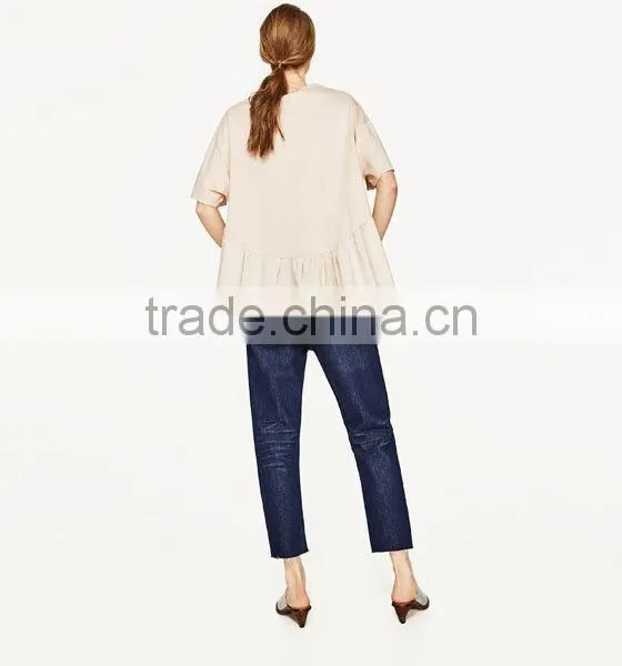 OEM Wholesale Custom Made Asymmetric Frilled Top Latest Design Girls Woman Top photo-5
