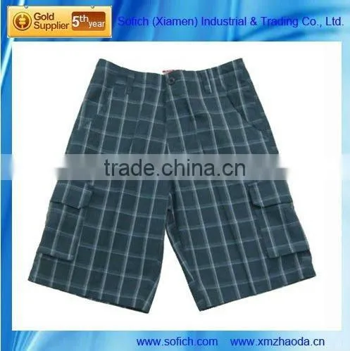 BU-1021men's Pure Cotton Y/D Check Shorts