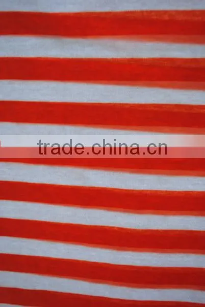 Orange and Whtie Striped Fabric,100% Cotton Single Jersey photo-3