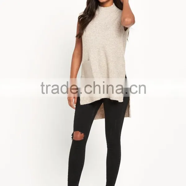 Cold Shoulder Draped Waterfall Front Knitwear Long Line Design Knitwear photo-4