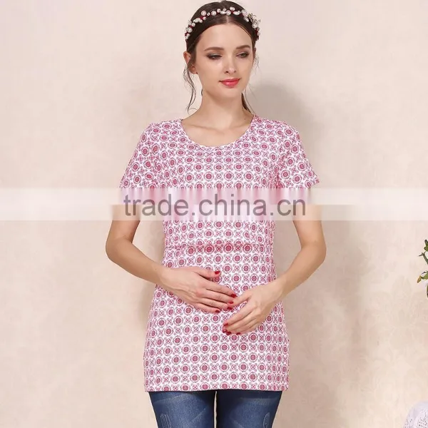 Summer Short Sleeve Nursing Clothes Floral Breastfeeding Clothing Cotton Maternity Mother Outdoor Tops photo-4