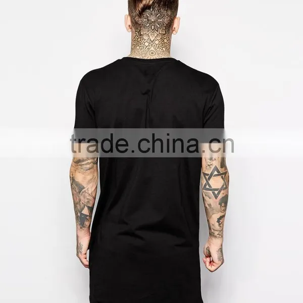 NEW ARRIVAL Euro Style Hip Hop Men's Longline T Shirt Short Sleeve Men Tall Blank T Shirt. Logo Customized photo-4
