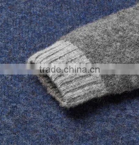 Top Selling 100% Wool Made Sweater Men With Ribbed Trim and Hem Man Wool Sweater Design photo-6