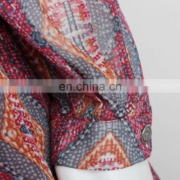 2015 New Fashion Style Ladies Print Chiffon Dress With Button Plachet photo-6