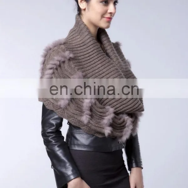 Canada North American Style Grey Brown Color Rabbit Fur Tube Fur Capes Shawl of Women Clothes photo-3
