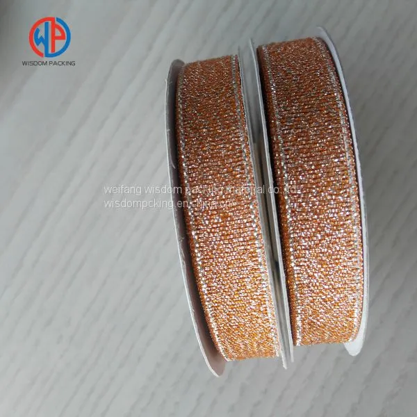 Wholesale Gold/sliver Metallic Polyester Glitter Ribbon photo-5