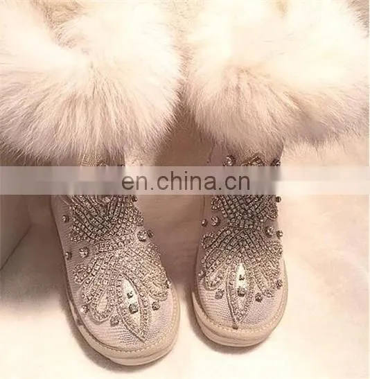 Aidocrystal Wholesale Factory Price 2016 Fashion Warm Plush Women's Boots With Rhinestone photo-2