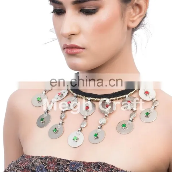Vintage Style Kuchi Tribal Necklace - Afghani Ethnic Boho Gypsy Bohemian Kuchi Vintage Coin Necklace photo-2