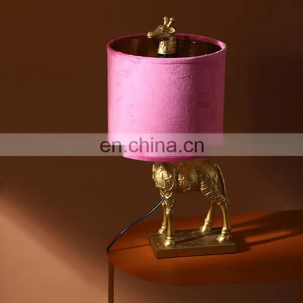 Creative Small Giraffe Resin Animal Base Home Decoration Black Lampshade Luxury Gold Desk Lights for Living Room photo-6