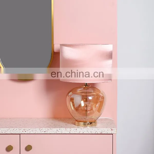 Hotel Decor Modern Yellow Lampshade Small Nightstand Glass Table Lights for Sale photo-4