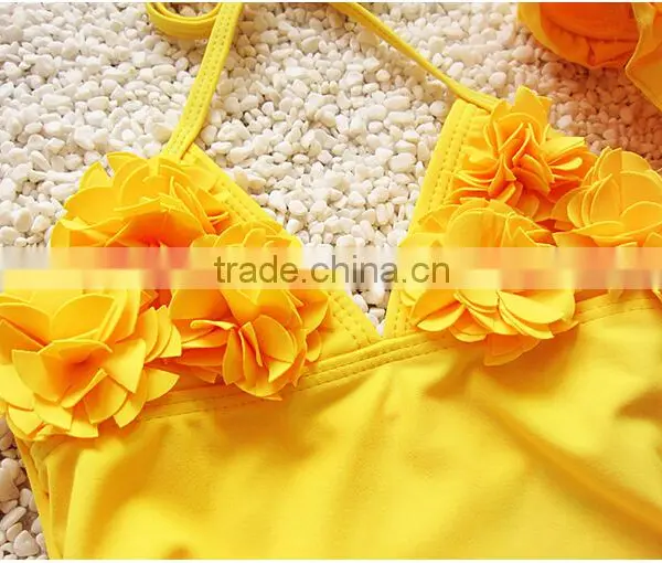 Summer Kids Girls Swimwear Yellow Sexy Swimwear for Kids Price Low photo-3