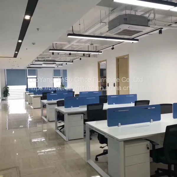 Module Design 4 Person Division Office Table Face to Face Steel Leg Desk Wooden Top photo-5