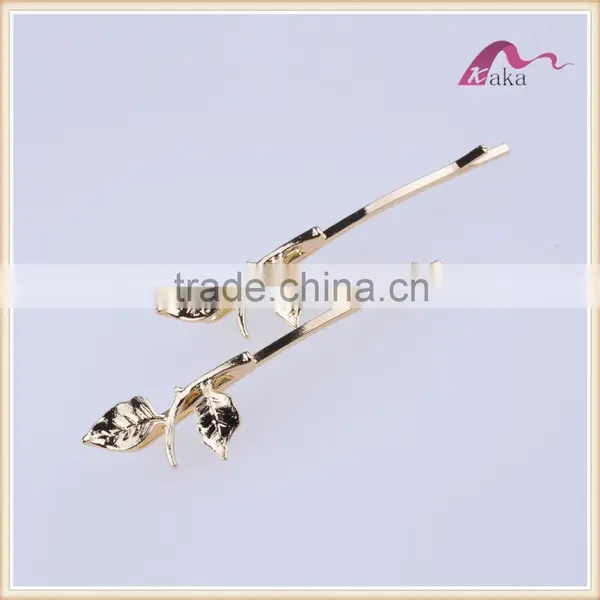 Fancy Hair Accessories Women Hair Clips Plate Gold Leaves Shape for Wedding photo-3
