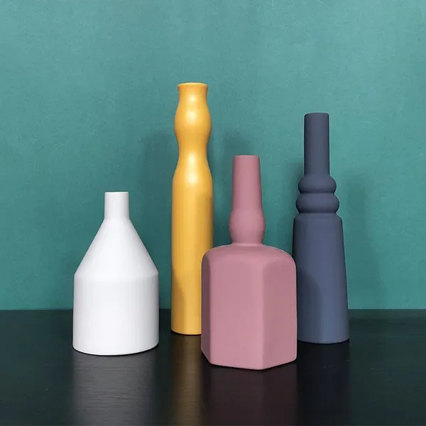 Contemporary Modern Yellow Red Morandi Table Flower Ceramic Vase For Showroom photo-4