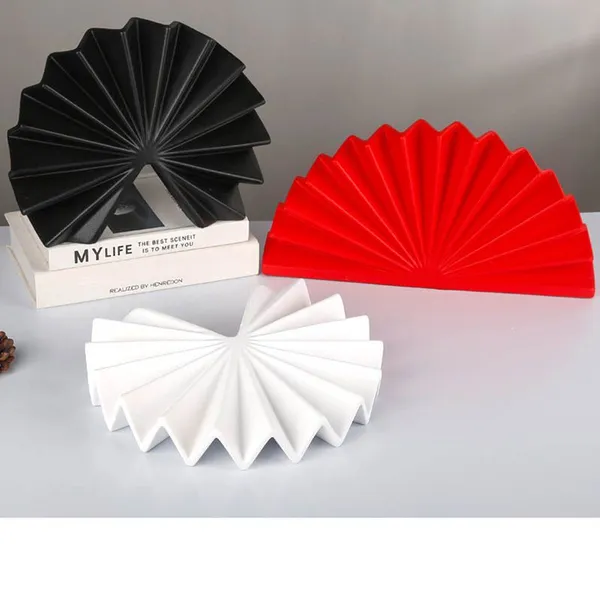 Fan And Scallop New Chinese Style Frosted Handmade And Mechanical Red Ceramic Decoration photo-2