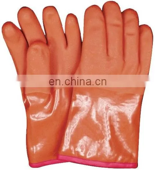Fishing Thermal Oil Field Warm Cassimere Lined Cold Proof Blue Sandy PVC Glove, Hand Gloves, Rubber Glove photo-4