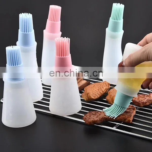 Barbecue Oil Brush Oil Dispenser With Brush High Temperature Resistant Silicone Oil Bottle With Brush Kitchen Baking Gadgets photo-2