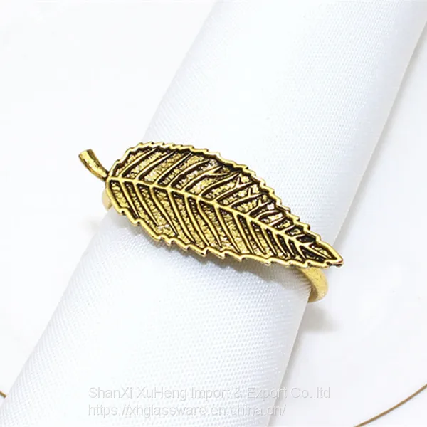 Top Selling Antique Metal Leaf Design Tabletop Accessories Napkin Ring for Party Use Table Decoration photo-5