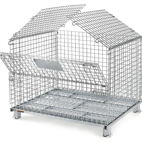 Warehouse Steel Collapsible Wire Mesh Storage Bins Industrial Stackable PET Preforms Wire Mesh Container Cage With Wheels Mesh Wire Storage Cage photo-4
