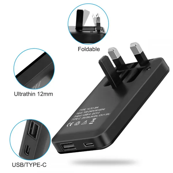 Foldable Plug UK Wall Charges With USB/USB-C Ports Suitable for Mobile Phones, Tablets Compatible and Portable photo-2
