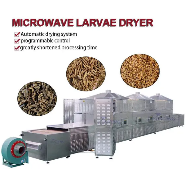PLC Automatic Microwave Dryer for Protein Worm Larvae Insect Drying Machine Meat Sterilization Dehydration Equipment EPC