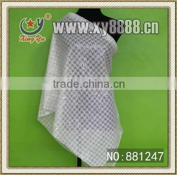 Small Flower Embroidered Sequin Mesh Fabfic