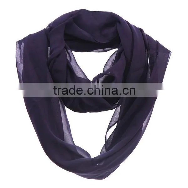 Wholesale Neon Plain Color Infinity Chiffon Circle Loop Scarf photo-3