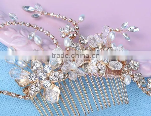 New 2015 Hair Jewelry Wedding Bridal Hair Accessories Hair Sticks Rhinestone Flower Hairpins photo-5