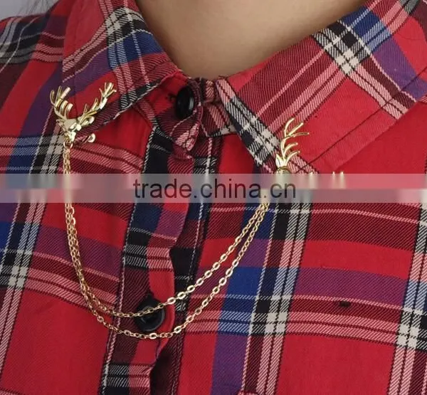 Antler Sweater Chain Clips Cardigan Clips Collar Clips Gold Sweater Guard Brooch photo-3