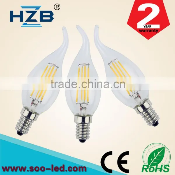 New 2015 E14 LED Lamp Filament Glass Housing Blub 220V 2W 4W Light Brightness 360 Degree Retro Candle Chandelier Lampade photo-5