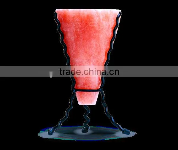 Himalayan Salt T-Light Holders-Cone Shape With Classic Metal Stand