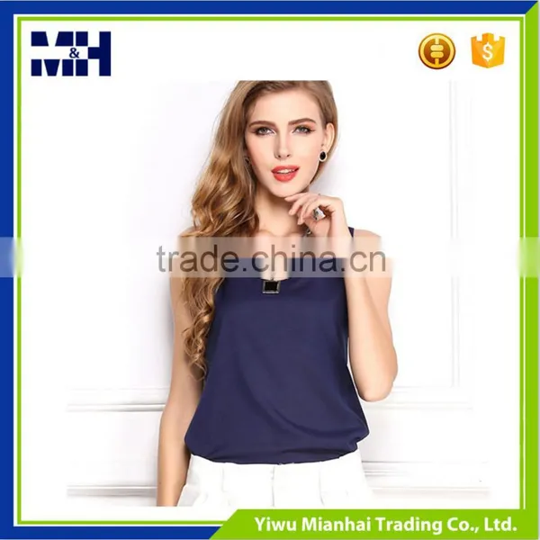 Wholesale Candy Color Fashion Chiffon Sleeveless Shirt For Women