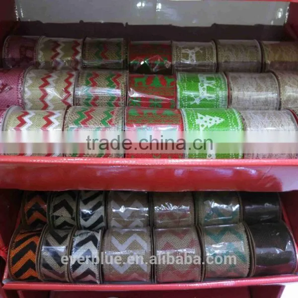 Color Burlap Ribbon for Packing Gifts Customized Burlap Ribbon