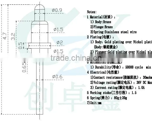 Led Lighting Charger Pogo Pin Brass Connector Pin for PCB photo-5
