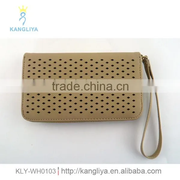 Wallets With Punching Craftwork Small Girls Clutch Bags With Strap Long Purses