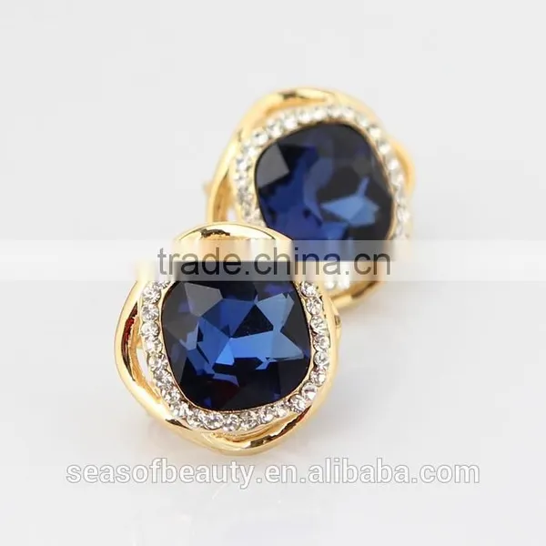 High Quality Crystal Stud Earrings Gold Plated Ear Stud photo-2