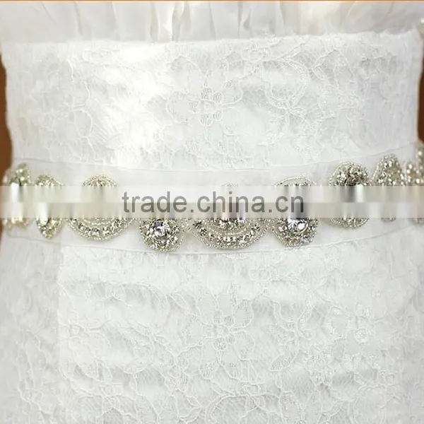 Elegant Graceful Crystal Beaded Bridal Sash Belt for Wedding Dress photo-3