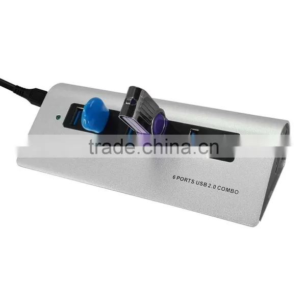 6 Ports USB 2.0 Hub Adapter Combo With SD and TF Card Reader Function photo-5