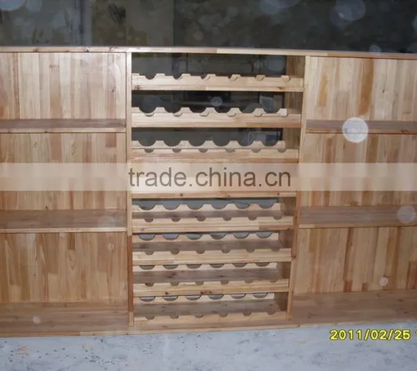wooden red wine display shelf