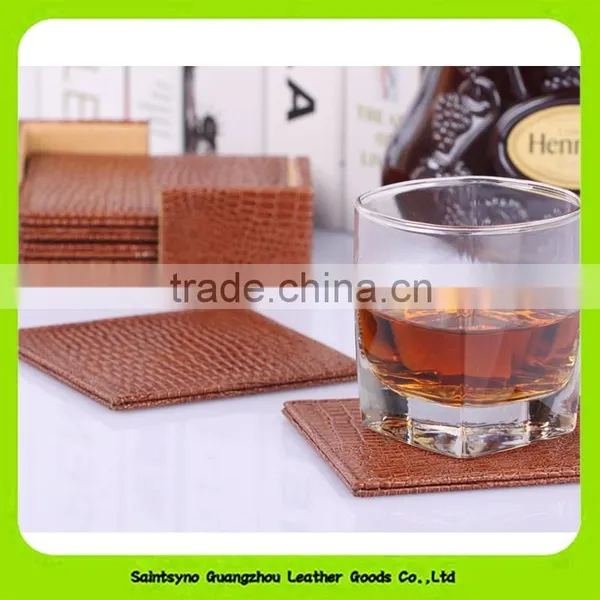 12*12cm Oil-proof Crocodile Leather Printed Set of 4 Square Coasters 16035 photo-4