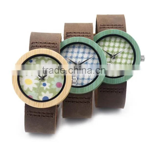 Hotsale Bamboo Watches With Leather Strap Wooden Watches photo-2