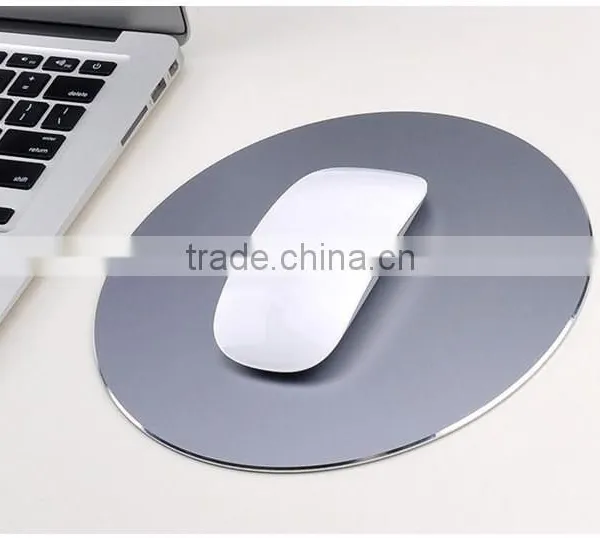High Quality Silver Color 2 in 1 Aluminum Alloy + pu Leather Mouse Pad, Round Shape Aluminum Metal Mouse Pad Mouse Mat photo-2