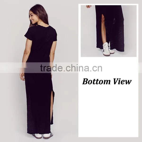 Women's Round Neck Short Sleeve Summer Maxi Dress photo-4