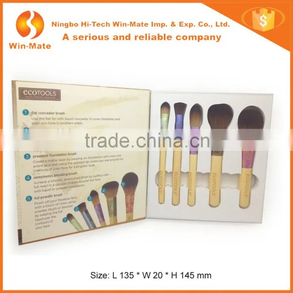 New Arrival 5pcs Notebook Shape Natural Colors Nylon Hair& Bamboo Handle Beauty Needs Makeup Brush Set photo-2